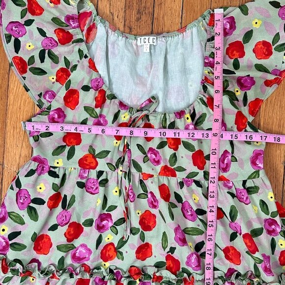 Floral Pullover Easy Breezy Mini Dress Bell Sleeve TCEC, Size S - Picture 16 of 16